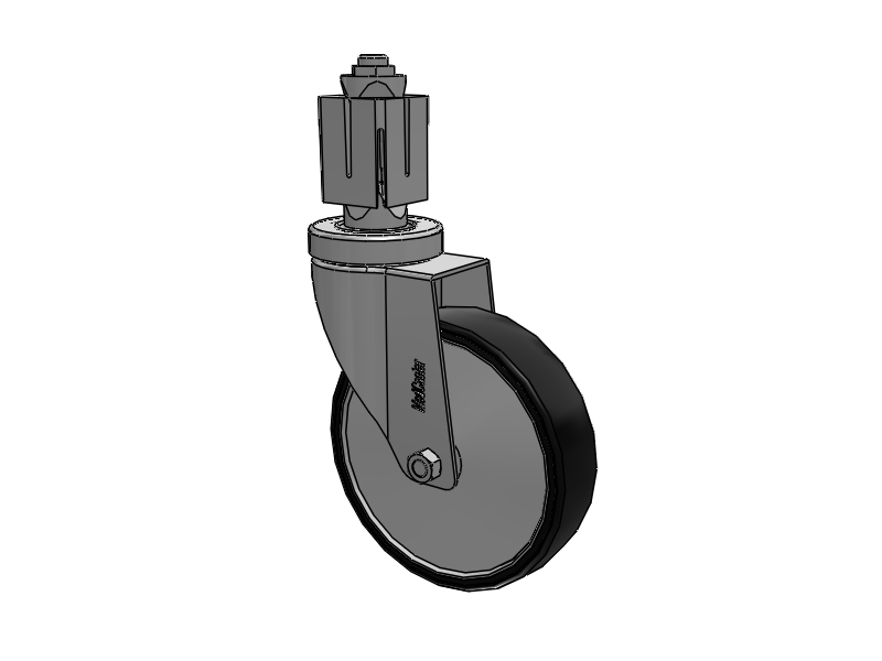 Stainless Steel Hospital Square Nylon Expanding Adapters Caster with 5 x 1.25 Polyurethane TPU Wheel