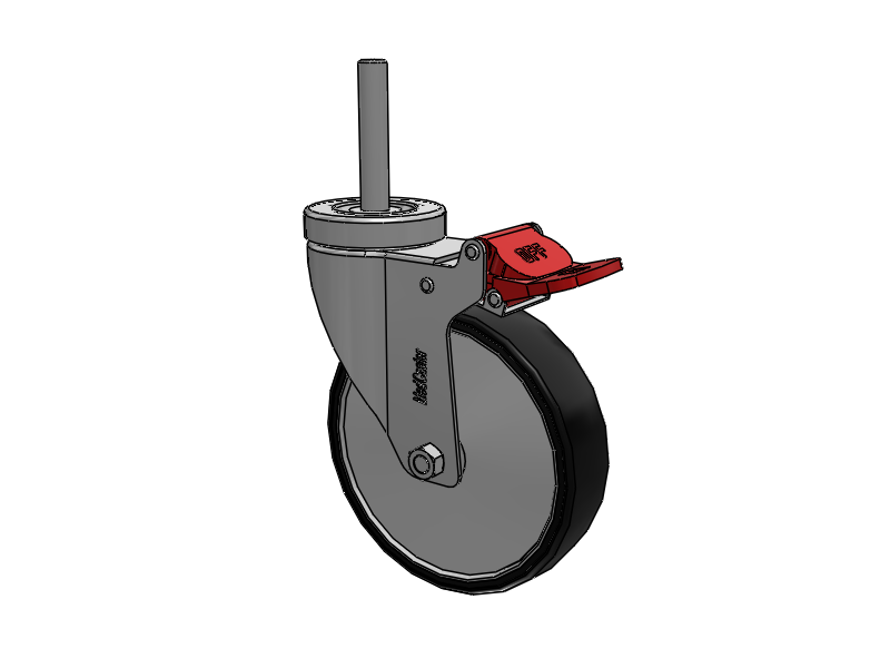 Stainless Steel Hospital Threaded Stem Caster with 5 x 1.25 Polyurethane TPU Wheel and Total Lock Brake