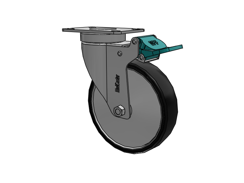 Stainless Steel Hospital Top Plate Swivel Caster with 5 x 1.25 Polyurethane TPU Wheel and Directional Lock Brake