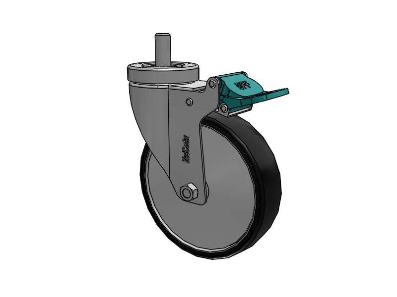 Stainless Steel Hospital Threaded Stem Caster with 5 x 1.25 Polyurethane TPU Wheel and Directional Lock Brake