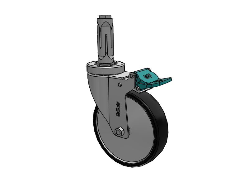 Stainless Steel Hospital Round Nylon Expanding Adapters Caster with 5 x 1.25 Polyurethane TPU Wheel Directional Lock