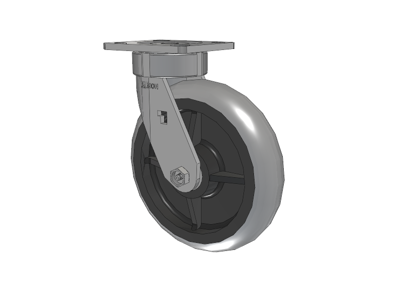 18 Series Top Plate Swivel Caster with 8 x 2 Grey Tread on Grey Core XP - X-treme Plus Solid Polyurethane Wheel
