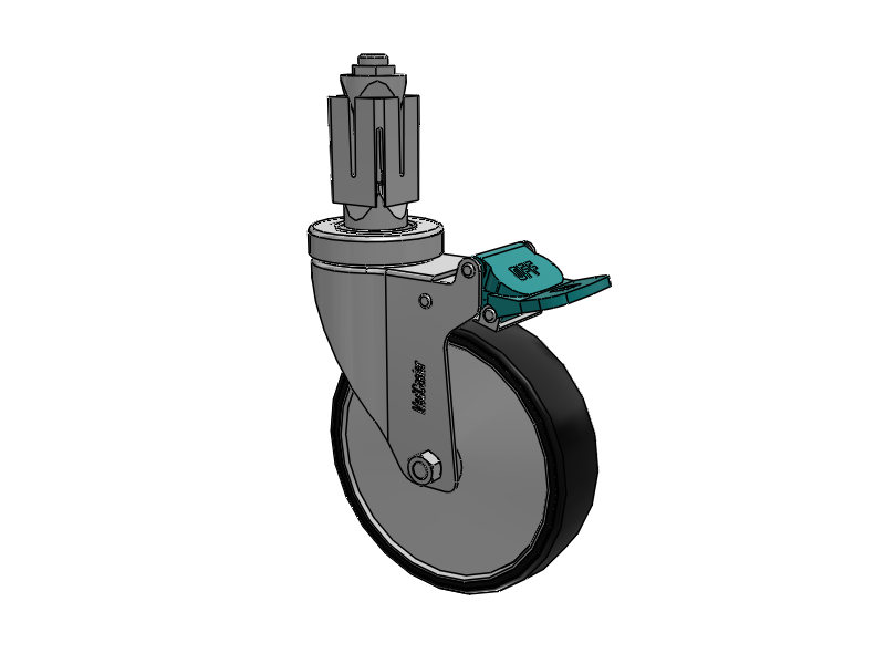 Stainless Steel Hospital Square Nylon Expanding Adapters Caster with 5 x 1.25 Polyurethane TPU Wheel Directional Lock
