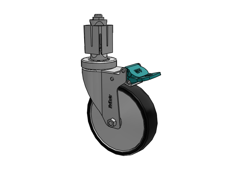 Stainless Steel Hospital Square Nylon Expanding Adapters Caster with 5 x 1.25 Polyurethane TPU Wheel Directional Lock
