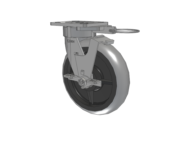 18 Series Top Plate Swivel Caster with 8 x 2 Grey Tread on Grey Core XP - X-treme Plus Solid Polyurethane Wheel and Face Brake