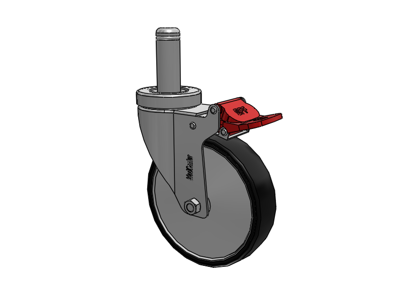 Stainless Steel Hospital Grip Ring Stem Caster with 5 x 1.25 Polyurethane TPU Wheel and Total Lock Brake