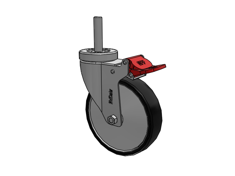 Stainless Steel Hospital Threaded Stem Caster with 5 x 1.25 Polyurethane TPU Wheel and Total Lock Brake
