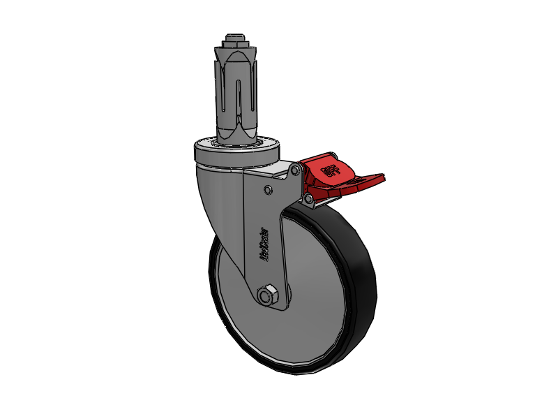 Stainless Steel Hospital Round Nylon Expanding Adapters Caster with 5 x 1.25 Polyurethane TPU Wheel Total Lock