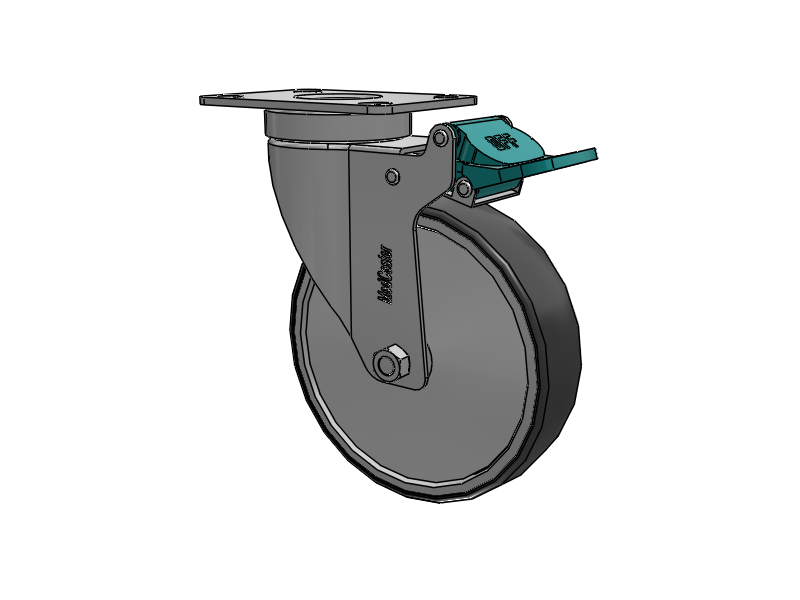 Stainless Steel Hospital Top Plate Swivel Caster with 5 x 1.25 Thermoplastic Rubber Wheel and Directional Lock Brake