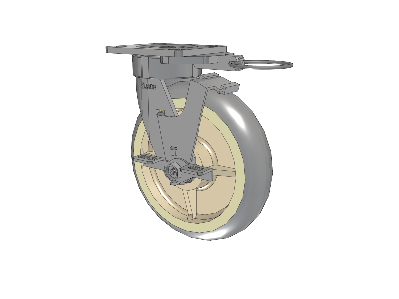18 Series Top Plate Swivel Caster with 8 x 2 Grey Tread on Grey Core XR - Performa - Prevenz Antimicrobial Wheel and Face Brake