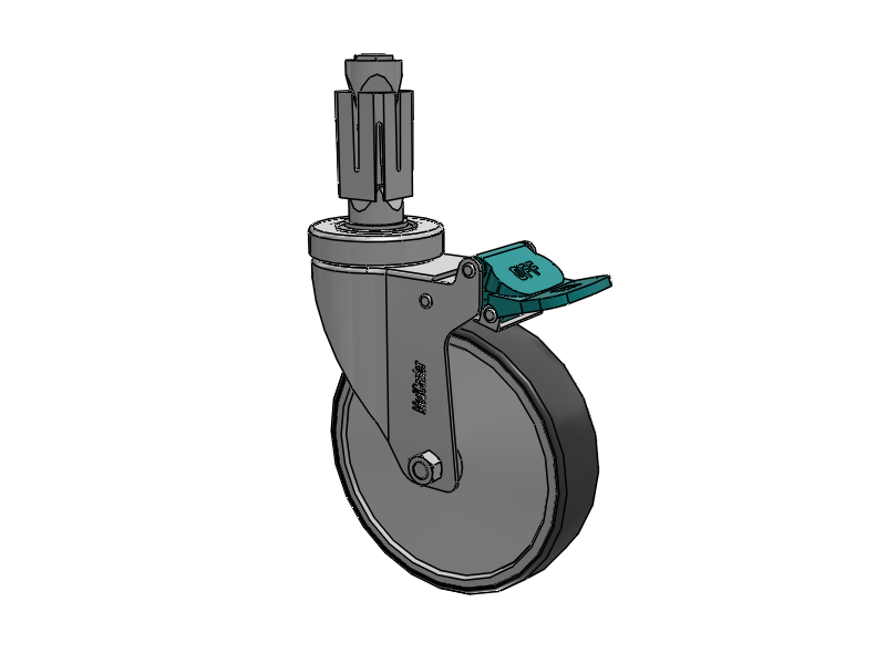 Stainless Steel Hospital Square Nylon Expanding Adapters Caster with 5 x 1.25 Thermoplastic Rubber Wheel Directional Lock