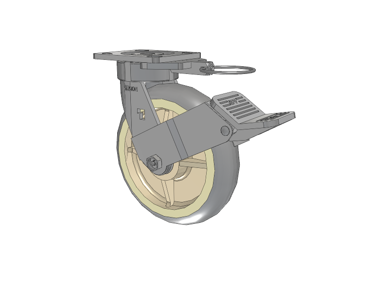 18 Series Top Plate Swivel Caster with 8 x 2 Grey Tread on Grey Core XR - Performa - Prevenz Antimicrobial Wheel and Face Brake