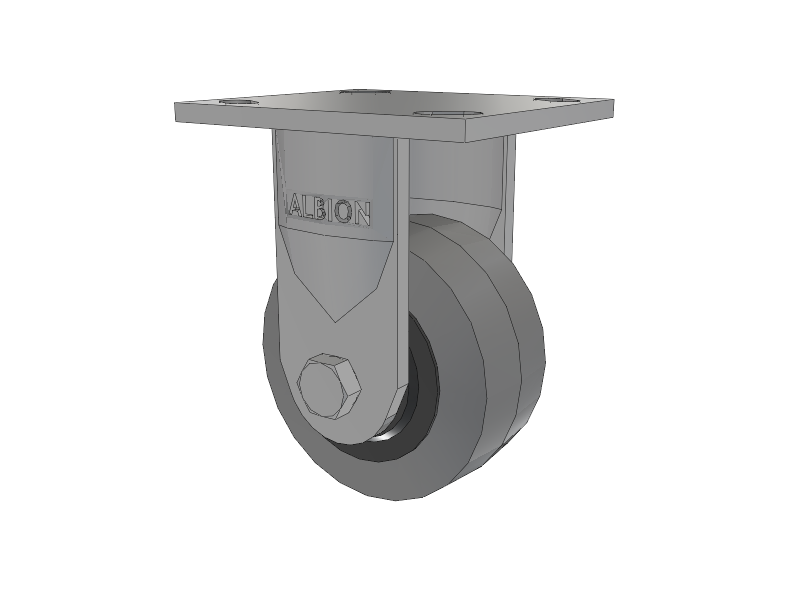 18 Series Top Plate Rigid Caster with 4 x 2 Grey Tread on Grey Core XS - Performa X-tra Soft Rubber (Flat) - Prevenz Antimicrobial Wheel