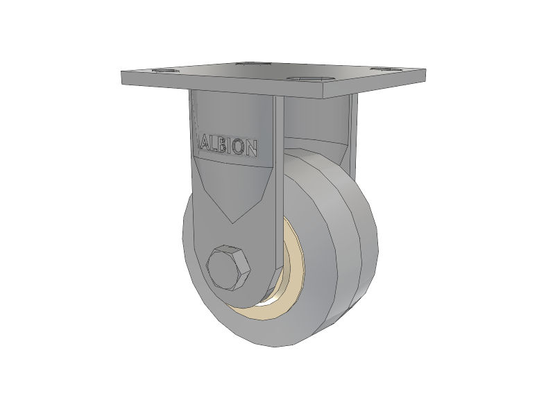 18 Series Top Plate Rigid Caster with 4 x 2 Grey Tread on Grey Core XS - Performa X-tra Soft Rubber (Flat) - Prevenz Antimicrobial Wheel