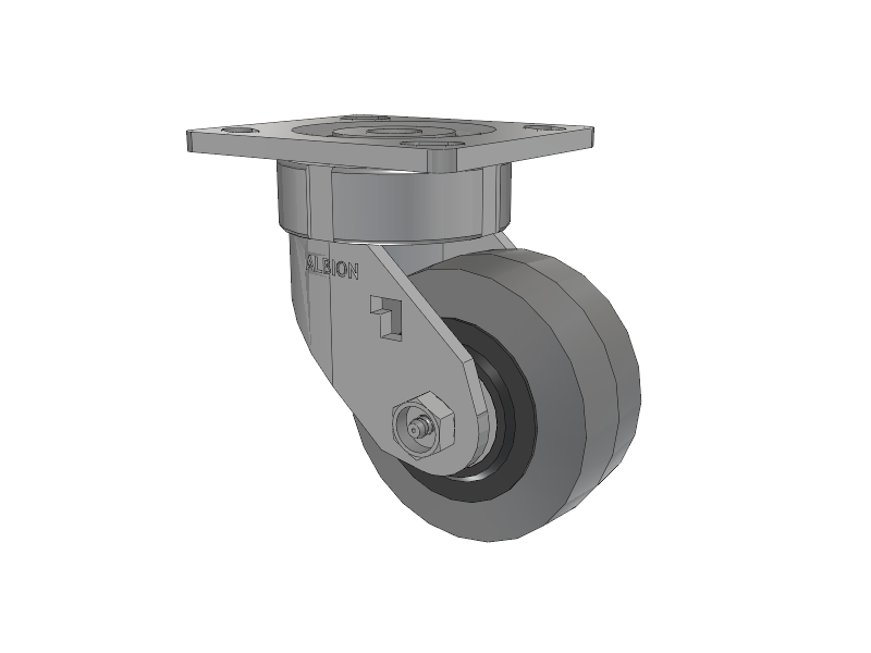 18 Series Top Plate Swivel Caster with 4 x 2 Grey Tread on Grey Core XS - Performa X-tra Soft Rubber (Flat) - Prevenz Antimicrobial Wheel