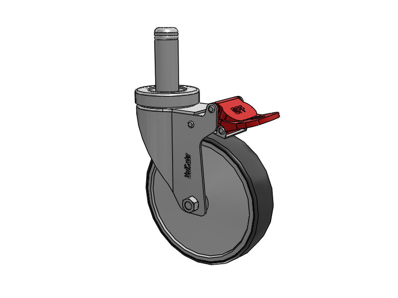 Stainless Steel Hospital Grip Ring Stem Caster with 5 x 1.25 Thermoplastic Rubber Wheel and Total Lock Brake