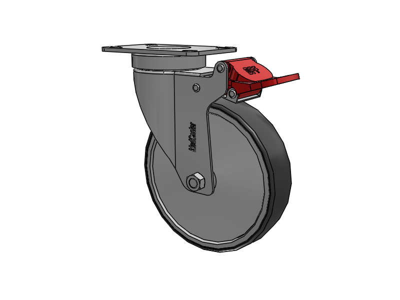 Stainless Steel Hospital Top Plate Swivel Caster with 5 x 1.25 Thermoplastic Rubber Wheel and Total Lock Brake