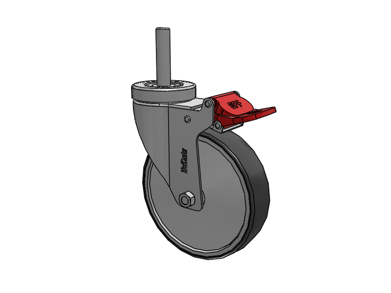 Stainless Steel Hospital Threaded Stem Caster with 5 x 1.25 Thermoplastic Rubber Wheel and Total Lock Brake