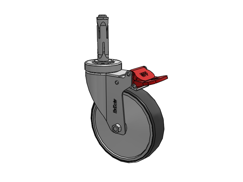 Stainless Steel Hospital Round Nylon Expanding Adapters Caster with 5 x 1.25 Thermoplastic Rubber Wheel Total Lock