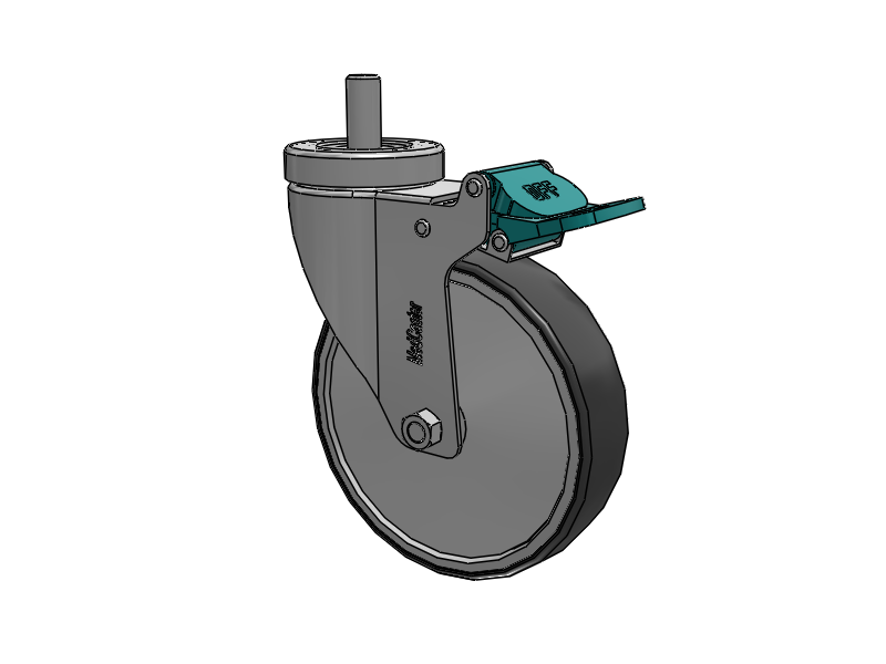 Stainless Steel Hospital Threaded Stem Caster with 5 x 1.25 Thermoplastic Rubber Wheel and Directional Lock Brake