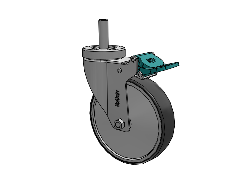 Stainless Steel Hospital Threaded Stem Caster with 5 x 1.25 Thermoplastic Rubber Wheel and Directional Lock Brake