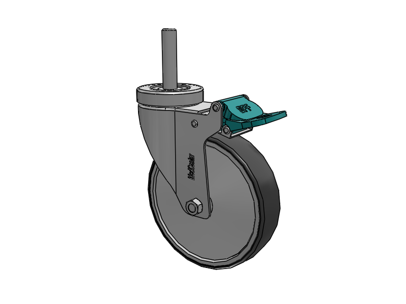 Stainless Steel Hospital Threaded Stem Caster with 5 x 1.25 Thermoplastic Rubber Wheel and Directional Lock Brake
