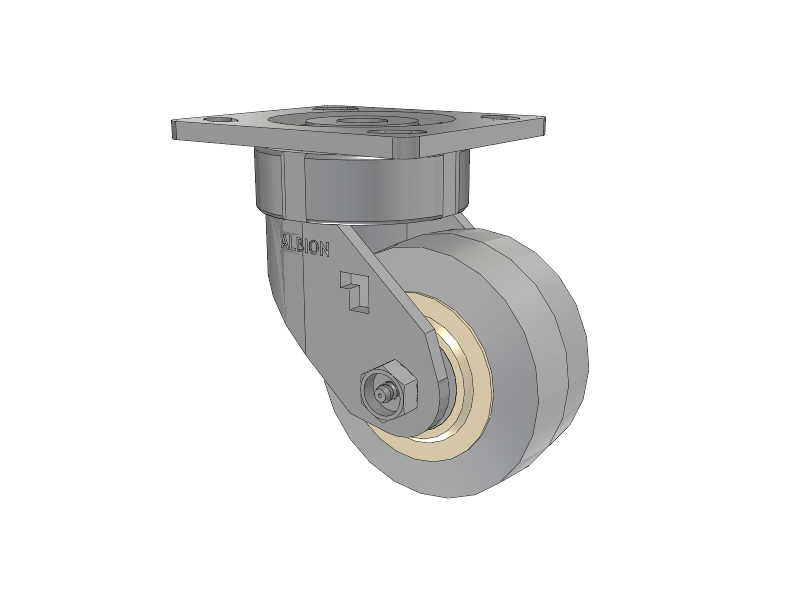 18 Series Top Plate Swivel Caster with 4 x 2 Grey Tread on Grey Core XS - Performa X-tra Soft Rubber (Flat) - Prevenz Antimicrobial Wheel