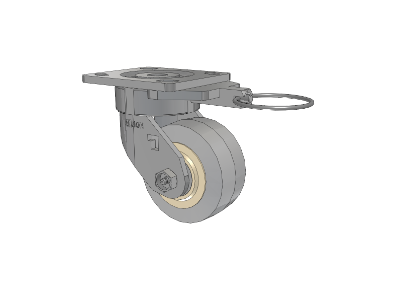18 Series Top Plate Swivel Caster with 4 x 2 Grey Tread on Grey Core XS - Performa X-tra Soft Rubber (Flat) - Prevenz Antimicrobial Wheel