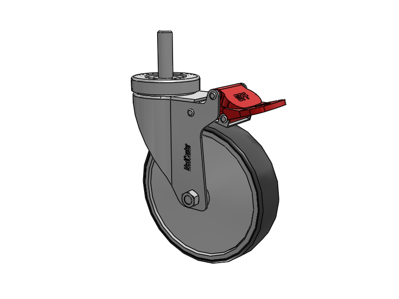 Stainless Steel Hospital Threaded Stem Caster with 5 x 1.25 Thermoplastic Rubber Wheel and Total Lock Brake