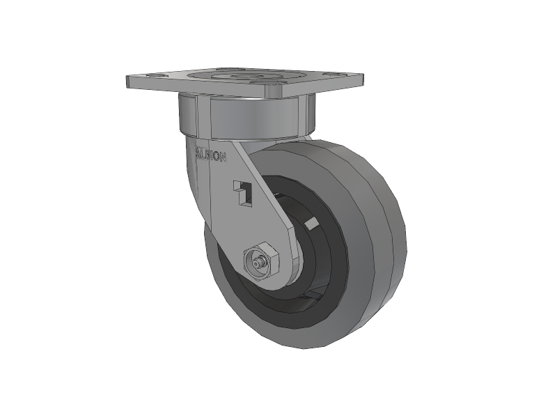 18 Series Top Plate Swivel Caster with 5 x 2 Grey Tread on Grey Core XS - Performa X-tra Soft Rubber (Flat) - Prevenz Antimicrobial Wheel
