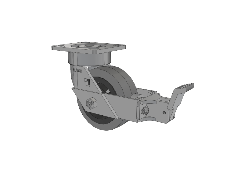 18 Series Top Plate Swivel Caster with 5 x 2 Grey Tread on Grey Core XS - Performa X-tra Soft Rubber (Flat) - Prevenz Antimicrobial Wheel and Face Brake