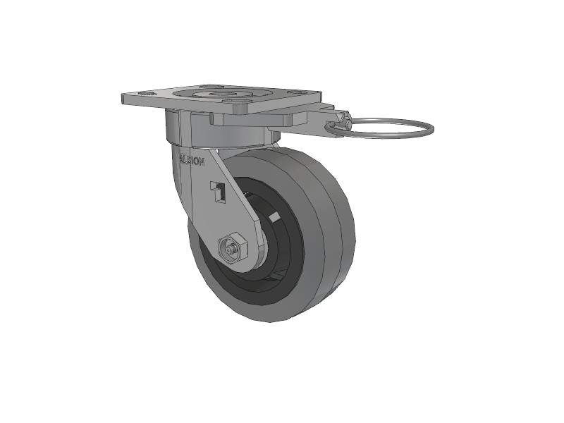 18 Series Top Plate Swivel Caster with 5 x 2 Grey Tread on Grey Core XS - Performa X-tra Soft Rubber (Flat) - Prevenz Antimicrobial Wheel