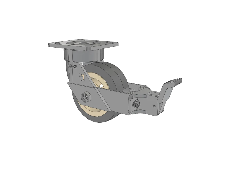 18 Series Top Plate Swivel Caster with 5 x 2 Grey Tread on Grey Core XS - Performa X-tra Soft Rubber (Flat) - Prevenz Antimicrobial Wheel and Face Brake