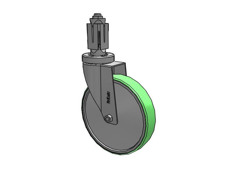 Stainless Steel Hospital Square Nylon Expanding Adapters Caster with 6 x 1.25 Antimicrobial Rubber Wheel