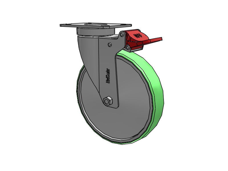 Stainless Steel Hospital Top Plate Swivel Caster with 6 x 1.25 Antimicrobial Rubber Wheel and Total Lock Brake