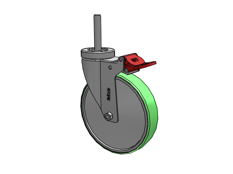 Stainless Steel Hospital Threaded Stem Caster with 6 x 1.25 Antimicrobial Rubber Wheel and Total Lock Brake