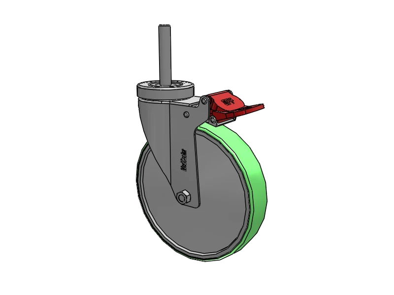 Stainless Steel Hospital Threaded Stem Caster with 6 x 1.25 Antimicrobial Rubber Wheel and Total Lock Brake