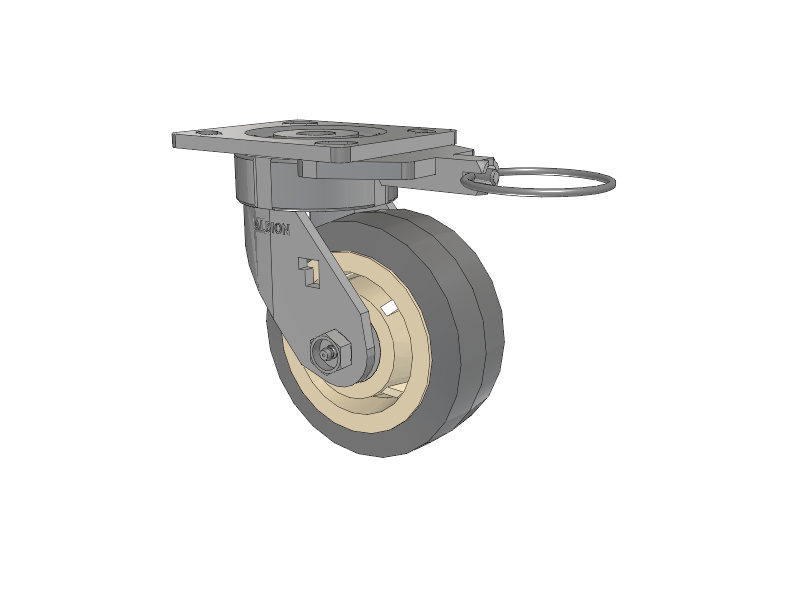 18 Series Top Plate Swivel Caster with 5 x 2 Grey Tread on Grey Core XS - Performa X-tra Soft Rubber (Flat) - Prevenz Antimicrobial Wheel