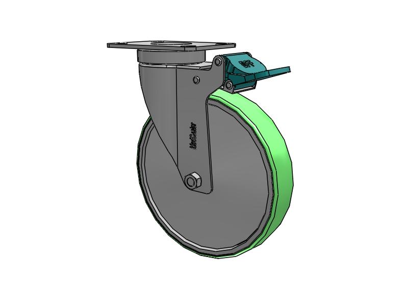 Stainless Steel Hospital Top Plate Swivel Caster with 6 x 1.25 Antimicrobial Rubber Wheel and Directional Lock Brake