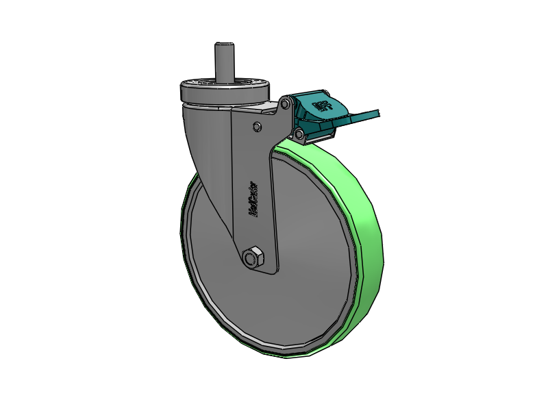 Stainless Steel Hospital Threaded Stem Caster with 6 x 1.25 Antimicrobial Rubber Wheel and Directional Lock Brake