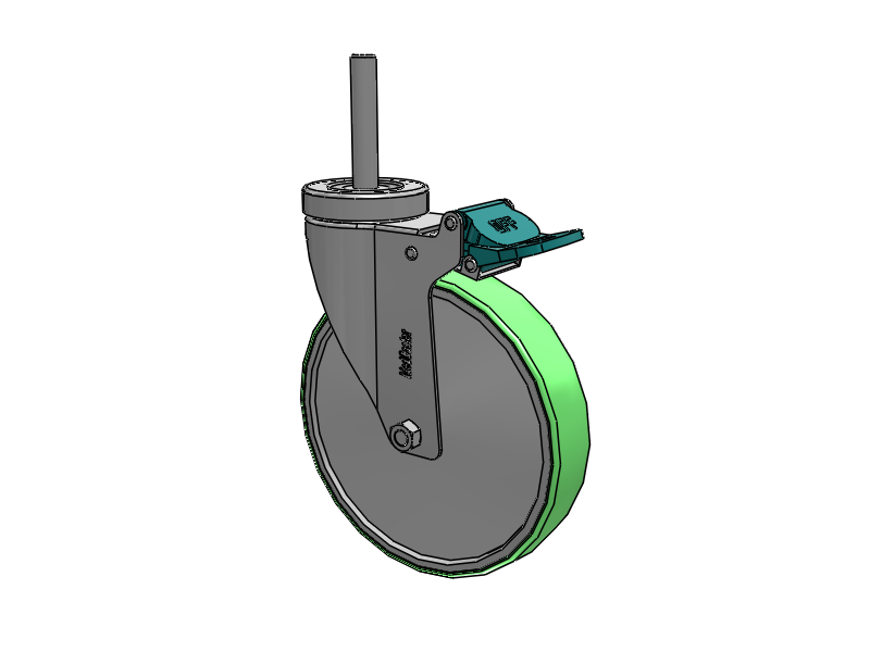 Stainless Steel Hospital Threaded Stem Caster with 6 x 1.25 Antimicrobial Rubber Wheel and Directional Lock Brake