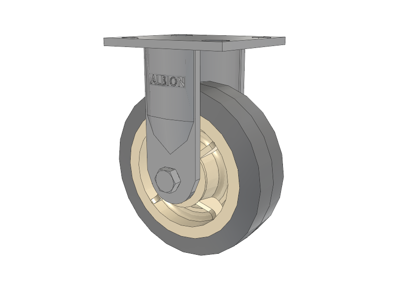 18 Series Top Plate Rigid Caster with 6 x 2 Grey Tread on Grey Core XS - Performa X-tra Soft Rubber (Flat) - Prevenz Antimicrobial Wheel