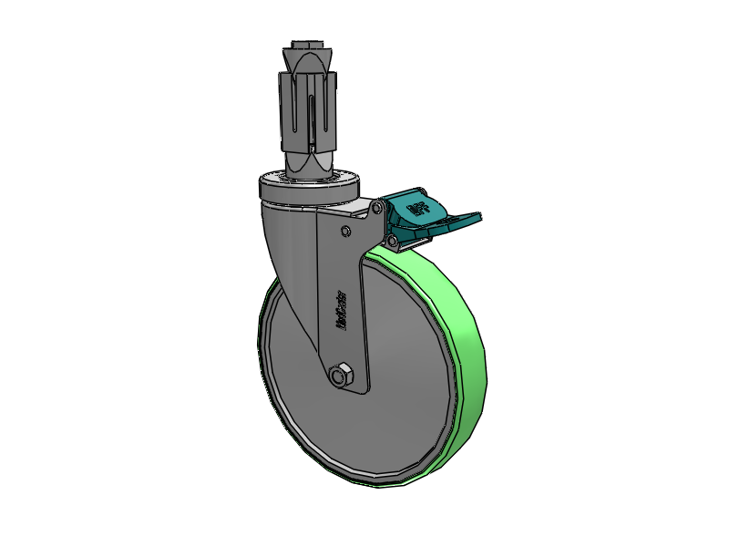 Stainless Steel Hospital Square Nylon Expanding Adapters Caster with 6 x 1.25 Antimicrobial Rubber Wheel Directional Lock