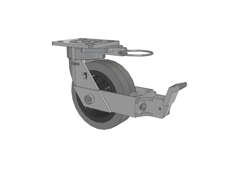 18 Series Top Plate Swivel Caster with 6 x 2 Grey Tread on Grey Core XS - Performa X-tra Soft Rubber (Flat) - Prevenz Antimicrobial Wheel and Face Brake