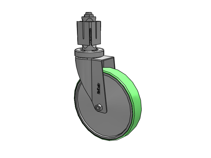 Stainless Steel Hospital Square Nylon Expanding Adapters Caster with 6 x 1.25 Antimicrobial Rubber Wheel