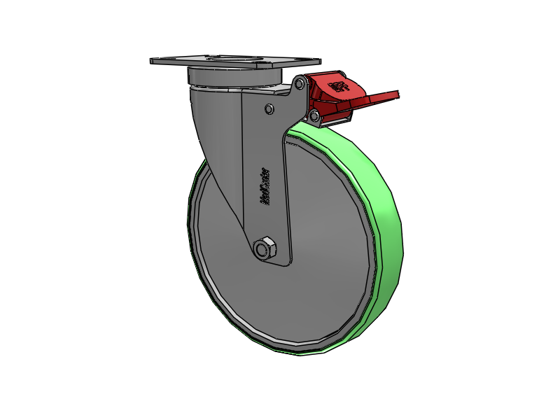 Stainless Steel Hospital Top Plate Swivel Caster with 6 x 1.25 Antimicrobial Rubber Wheel and Total Lock Brake