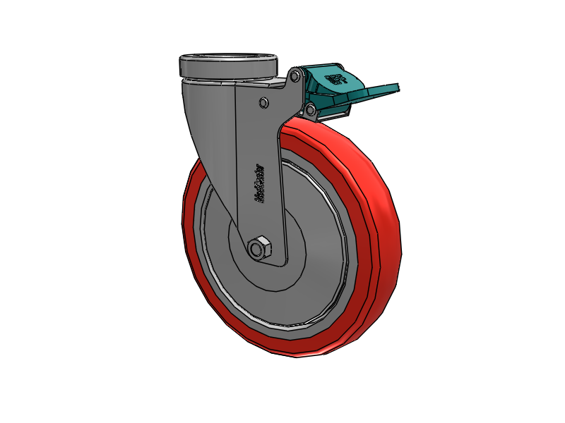 Stainless Steel Hospital Hollow Kingpin Caster with 6 x 1.25 High-Temp Thermal Rubber Wheel and Directional Lock Brake