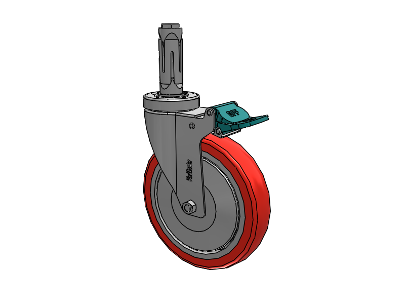 Stainless Steel Hospital Round Nylon Expanding Adapters Caster with 6 x 1.25 High-Temp Thermal Rubber Wheel Directional Lock