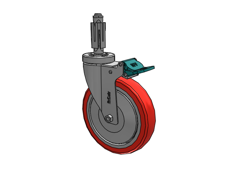 Stainless Steel Hospital Square Nylon Expanding Adapters Caster with 6 x 1.25 High-Temp Thermal Rubber Wheel Directional Lock
