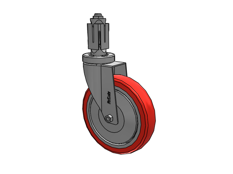 Stainless Steel Hospital Square Nylon Expanding Adapters Caster with 6 x 1.25 High-Temp Thermal Rubber Wheel